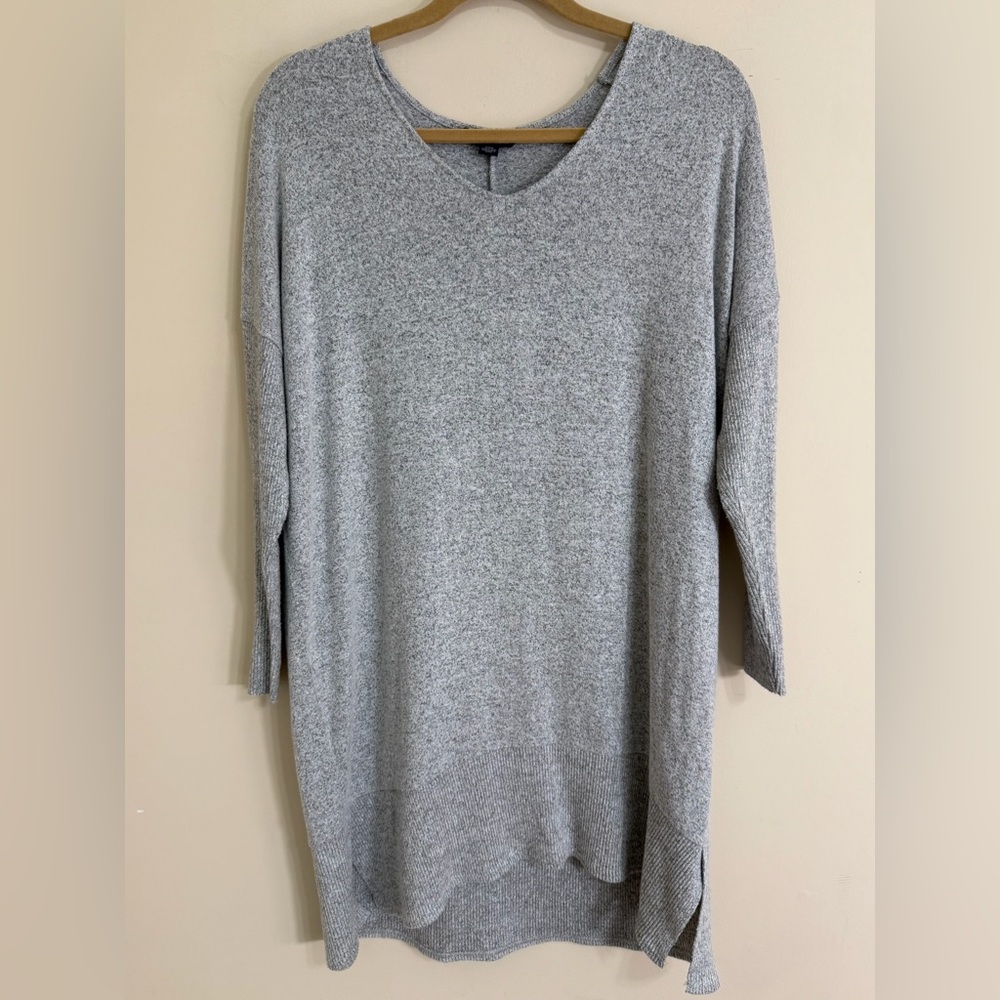 AMERICAN EAGLE Heather Grey Knit Long Sleeve Sweater Hi-Low Tunic Top Size M